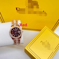 Jam tangan wanita Bonie Rosegold colour diamond watch case analog watch with date function full set 