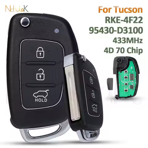 Filp Key Card RKE-4F22 fit Hyundai Tucson 2016 2017 2018 2019 2020 Remote Car Fob 433MHz 4D70 Chip 9