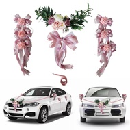 [mhvgwqm] Wedding Car Decoration Kits Large Heart Flowers Plate &amp; 5m Ribbons &amp; 6 Bows