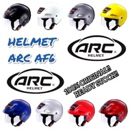 100％ ORIGINAL HELMET ARC AF6 STENG SEPARUH STENG HALF HALF FACE SINGLE VISOR YELLOW BLACK MATT BLACK