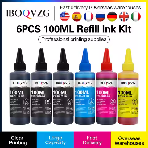 IBOQVZG 100ML Universal Refill Ink kit for Epson for Canon for HP for Brother Inkjet Printer CISS Ca