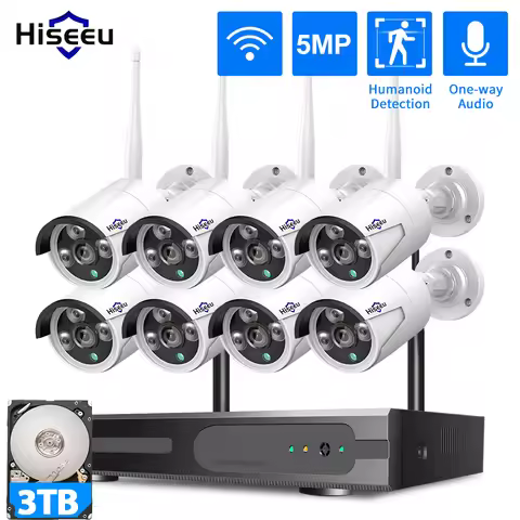 Hiseeu 3/5MP WiFi CCTV Camera Security System IR Night Vision Bullet Camera Set 10CH NVR Wireless CC