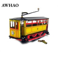 [AWHAO] Wind-up Tram Collectible Tinplate Tram Model Decorative for Collectors, Desk,