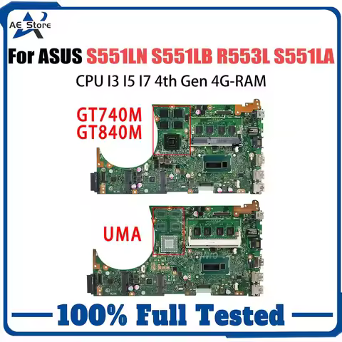 For ASUS K551L K551LB K551LN S551L S551LB R553L Mainboard S551LA i3 i5 i7-4th Gen CPU 4GB-RAM VivoBo