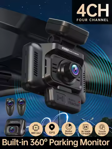 TiESFONG RX4C 2K 4CH GPS Dash Cam for Car IMX662 External Left&Right Cam 4'' Touch Screen 24H 360° P