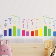 Color Pencil English Word Wall Sticker Kindergarten Children's Room Early Education Decorative Wallp