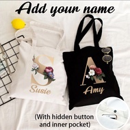 Customize your name Canvas Tote Bag Urban Tote Reusable Shopping Bag C4LF