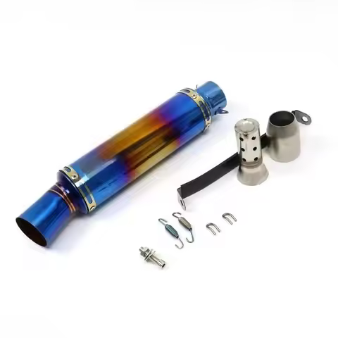 51mm Universal Motorcycle Exhaust Muffler Length Blue Color Pipe Scooter For GY6 Exhaust CBR125 FZ40