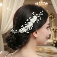 Pearl and Flower Handcrafted Wedding Hair Accessory  Bando Rambut Mutiara Bunga Buatan Tangan Akseso
