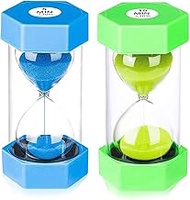 SuLiao Hourglass Sand Timer for Kids,Plastic Sand Clock 5/15 Minutes Set,Large Blue Green Sand Watch