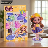 FOREVERGO Magnetic Princess Pretend Play Toys Magnetic Dress Up Doll For Girls Play Travel Playset T