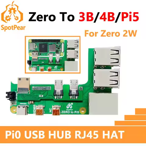 Raspberry Pi Zero 2w to 3B / 4B interface adapter Zero Pi0 USB HUB RJ45 HAT Zero-to-Pi3 / Pi4 / Pi5 