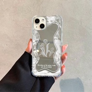 1pc Tulip White Mist Magic Mirror Slogan Mirror Phone Case, Large Lens Hole, Mirror Surface Can Be U