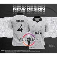 Baju Jersey Custom Team Wear Muah T Shirt Berkolar Viral Retro Collar Jersey Custom Name and Number Baju Kelas Japanese Jersi Sublimation Baju Lelaki Kanak Kanak Shirt Plus Size