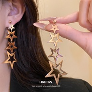 Silver Needle Stainless Steel Star Tassel Earrings Simple Fashion Earrings Light Luxury Earrings 8G0
