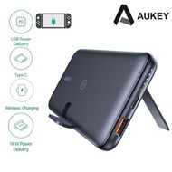 Aukey PB-WL02 PD QC 3.0 Power Bank with Foldable Stand & Wireless Charging (18W/10000mAh)
