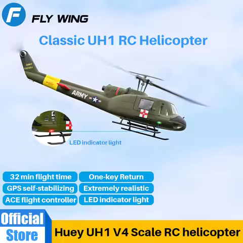 FLYWING UH1 V4 Scale helicopter ACE flight control LED light GPS RC Helicopter brushless iroquois 45