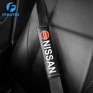 FFAOTIO Leather Car Seat Belt Cover Pad Carbon Fiber Car Interior Accessories For Nissan Note GTR Qashqai Serena NV350 Kicks Sylphy NV200 X Trail Teana Elgrand