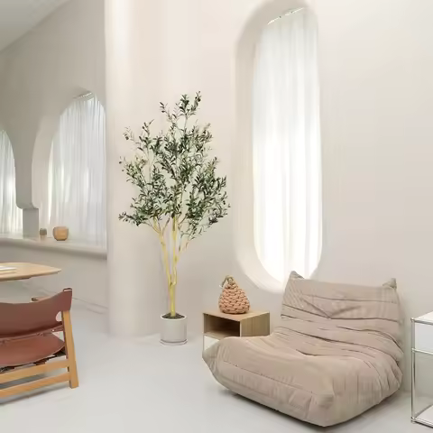 Faux Olive Tree 7ft - Realistic Tall Silk Olive Trees Artificial Indoor Decor - Large Potted Fake Ol