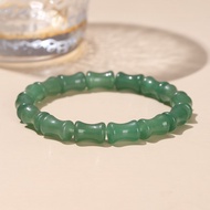 [SXJDS] JD Natural Green Aventurine Jade Bead Bamboo Jiont Shape Bracelets Women Vintage Charm Handm