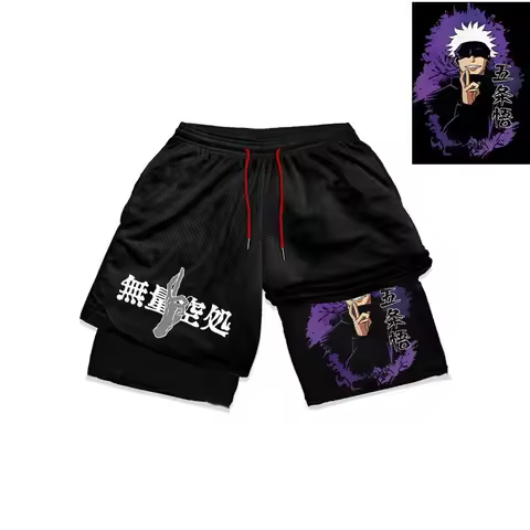 Gojo Satoru Japanese Anime Jujutsu Kaisen Sports Shorts 2025-Y2K Style Double-layer Quick-drying Spo