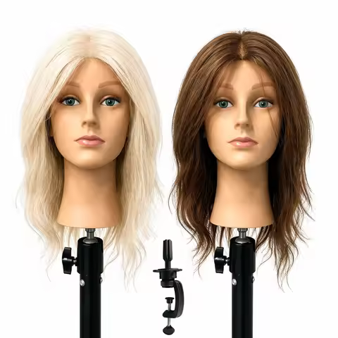 Full Real Hair Salon Practice Head Model Human Model Model Head Wig Head Model, Curly Hair, Dyed Hai