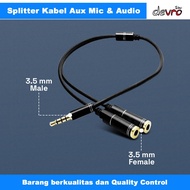 3.5mm Jack Splitter Cable to Microphone and Audio - 3.5mm AUX Splitter Male to 3.5mm Female Headphon