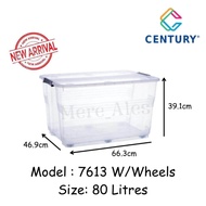 CENTURY STORAGE BOX 7613(80L) TRANSPARENT BEKAS SIMPANAN
