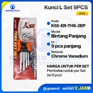 L-Shaped Key Set 9pcs K55 (TORX Key Wrench Set)