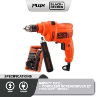 [BUNDLE] BLACK & DECKER TP555-XD 550W 10MM Corded Impact Drill COMBO BD40K27 Cordless Smart Screwdri