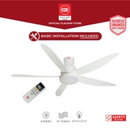 KDK U60FW (150cm) Remote Controlled Short Pipe DC LED Light Ceiling Fan with Standard Installation