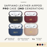 THEIMPRINT Personalised Saffiano Leather AirPod PRO [2nd Generation] Case | Personalise With Name | Gifts 2024