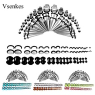 [Vsenkes] 72Pcs Acrylic Plugs Stainless Steel Tapers 14G-00G Ear Stretching Piercing