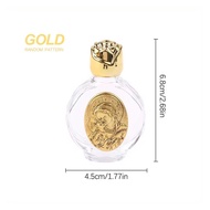 Botol Air Suci Kaca Tutup Bunda Maria Mini Holy Water Bottle Silver Emas (Motif Acak)