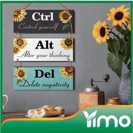 Sunflower Inspirational Wooden Office Wall Hanging Wooden Ctrl+Alt+Del Hanging Painting