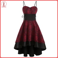 fulaide Vintage Dress Medieval High Waist Lace Hollow Out Evening Dress for Prom Vintage Dress Loose