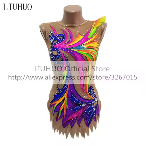 LIUHUO Women's Girls' performance Rhythmic gymnastics competition Leotard Artistic Costume Ice Skati