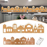 FAKEME Christmas Gingerbread House Cardboard Kit Decorative with Lights Table Centerpiece for above 