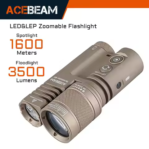ACEBEAM Terminator M1 LED(Floodlight) & Zoomable LEP(Spotlight) Flashlight 1750 Yards Ultra Long Thr