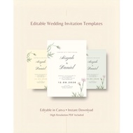 Editable Wedding Invitation Template Canva | Premium Digital Download | 3 Elegant Styles