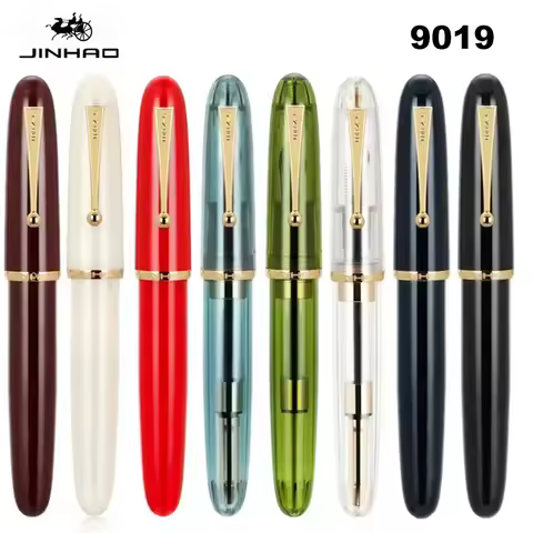 JinHao 9019 Luxury Fountain Pen Luxury Elegant Acrylic Transparent Spin Pen F M Stationery Office Sc