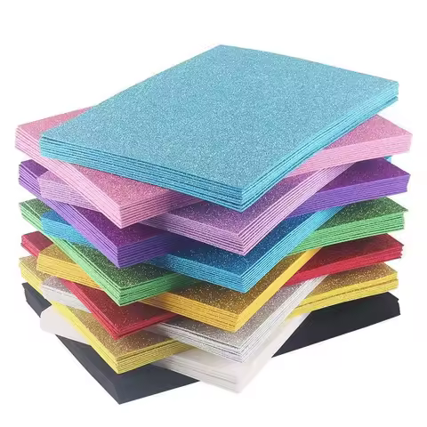 10Pcs/bag 2MM Thick Powder Sheet Material Glitter Bright Sponge Foam Paper Kindergarten DIY Handmade