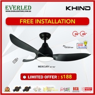[FREE INSTALLATION] KHIND Mercury 36"/46" DC Ceiling Fan (with Tri-Color Light and Remote)