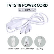 T4 T5 T8 LED Tube 2Pin 3Pin Connector Cable Power Cord EU Plug 1.8meters