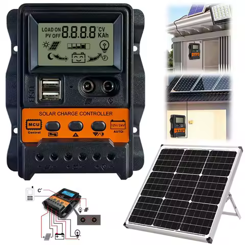 10A/20A/30A Solar Charge Controller LCD Display Solar Charge Regulator Current PWM Controller for So
