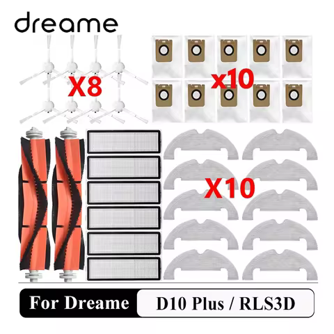 Dreame Bot D10 Plus / RLS3D / Z10 Pro / L10 Plus Roller Side Brush Filter Mop Dust Bag Robot Vacuums