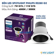 Philips RS280 G2 D75 LED Ceiling Light - 7W, 11W | Deep Reflector Reduces Glare, CRI 90