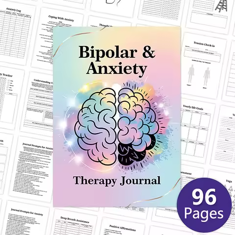**1PC Bipolar Anxiety Bipolar Disorder BD Psychological Therapy, Journal Planners Notebook