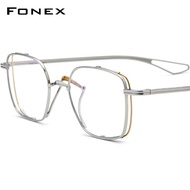 FONEX ไทเทเนียมบริสุทธิ์แว่นตากรอบผู้ชาย2022ใหม่วินเทจสแควร์แว่นตาสายตาสั้นแว่นตาแสง F85720