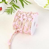 Burlap Leaf Ribbon, 66 feet in Total, 5mm Natural Jute Thread Ribbon with Artificial Leaves, Used fo